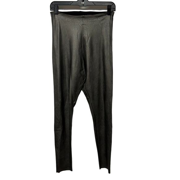 Commando Control Womens Metallic Pewter Vegan Leather Shaping Leggings Large - Picture 1 of 11